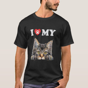 Ich liebe meine Katze Norwegische Waldkatze Lustig T-Shirt