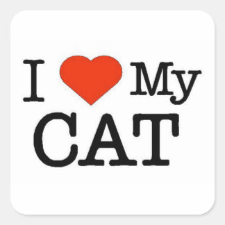 Ich Liebe meine Katze Quadratischer Aufkleber