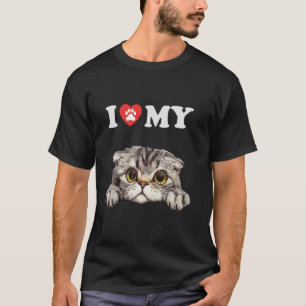 Ich liebe meine Katze Scottish Fold Kitten Lustige T-Shirt