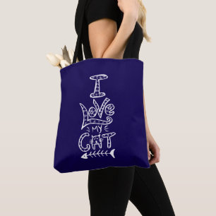 Ich liebe meine Katze Tiefblaue Katzenmutter Katze Tasche