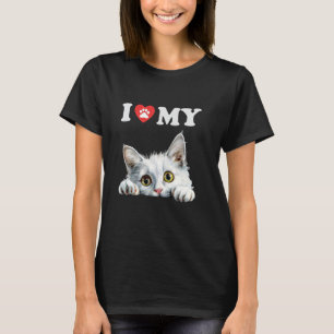 Ich liebe meine Katze Türkisches Angora-Kätzchen L T-Shirt