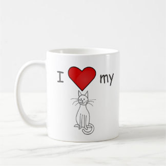 Ich Liebe meine Katze weiß Kaffeetasse