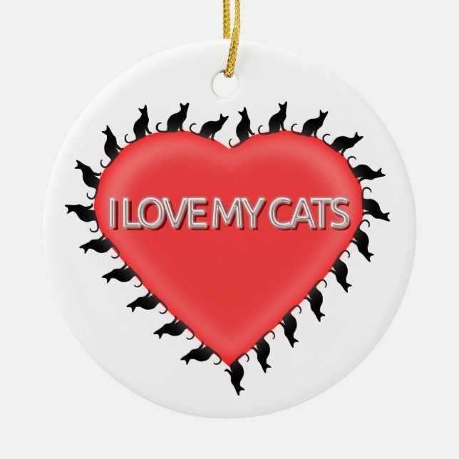 Ich Liebe meine Katzen Keramik Ornament (Vorne)