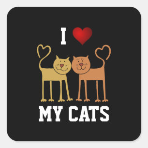 Ich liebe meine Katzen Quadratischer Aufkleber
