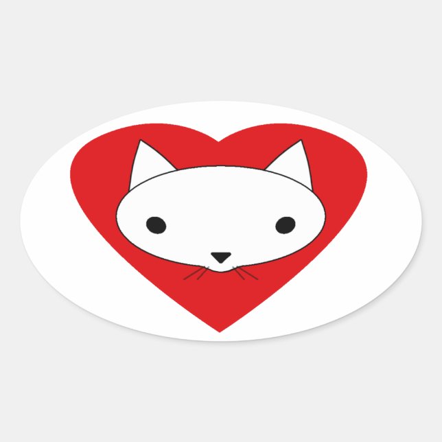 Ich Liebe meine Katzenaufkleber Ovaler Aufkleber (Vorderseite)