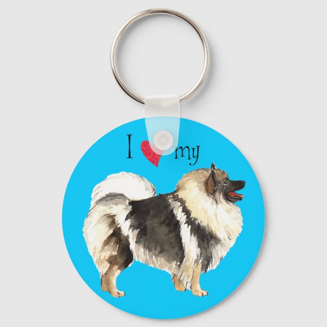 Ich Liebe meine Keeshond Schlüsselanhänger (Vorderseite)