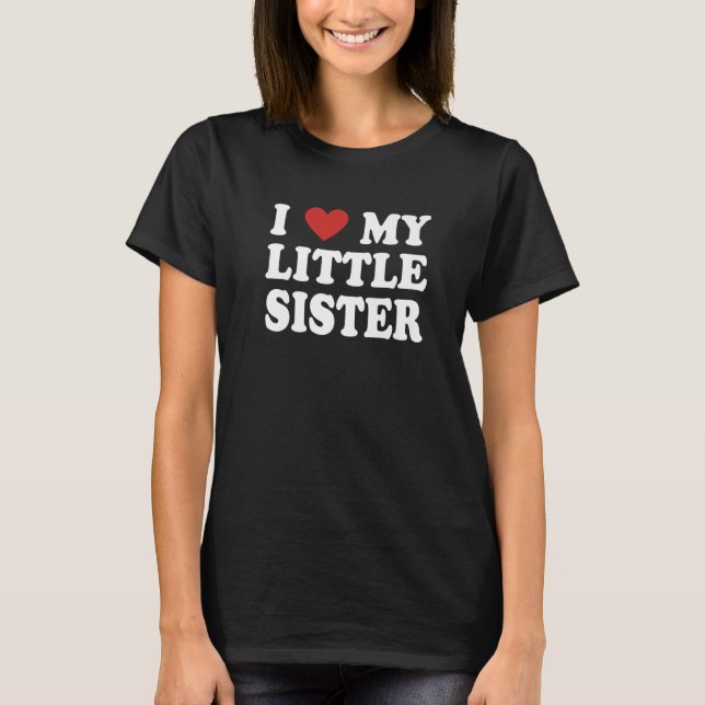 Ich Liebe meine kleine Schwester Rotes Herz Cool V T-Shirt (Vorderseite)