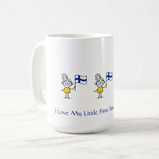 Ich Liebe meine kleinen Finn Twins Kaffee Tasse -  (Vorderseite Links)