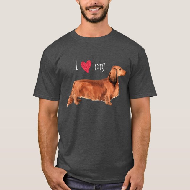 Ich Liebe meine langhaarige Dackel T-Shirt (Vorderseite)