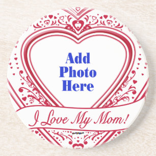 Ich liebe meine Mama! Foto rote Herzen Sandstein Untersetzer