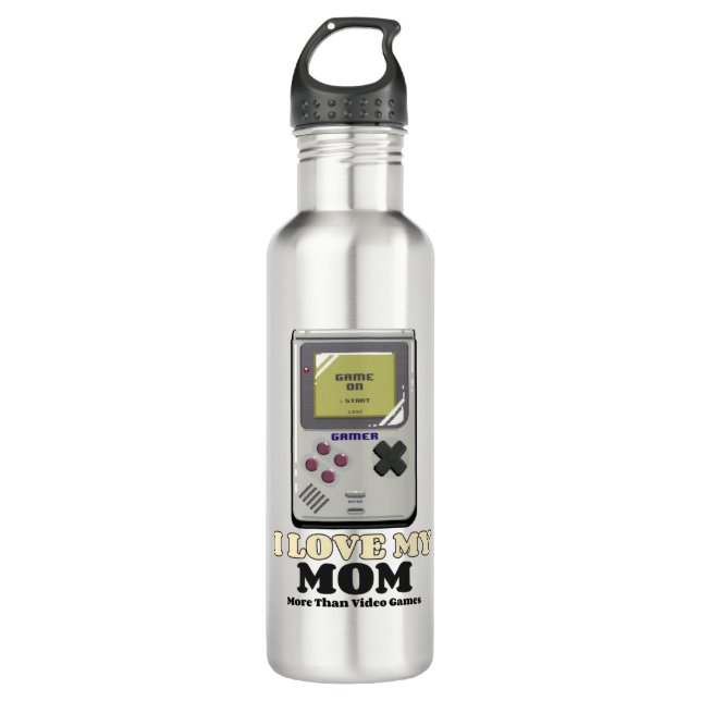 Ich Liebe meine Mama mehr als Videospiele Edelstahlflasche (Vorderseite)