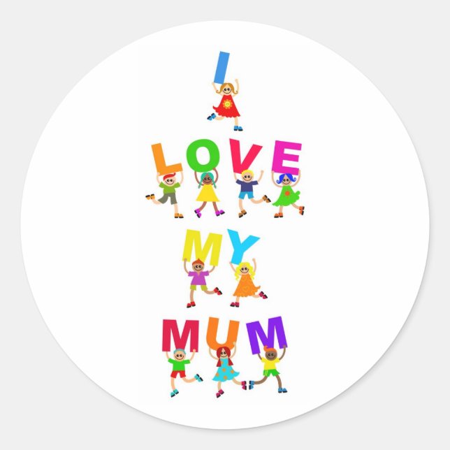 Ich Liebe meine Mama Runder Aufkleber (Vorderseite)