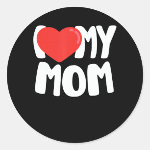 Ich Liebe meine Mama TShirt mit Large Red Heart Runder Aufkleber