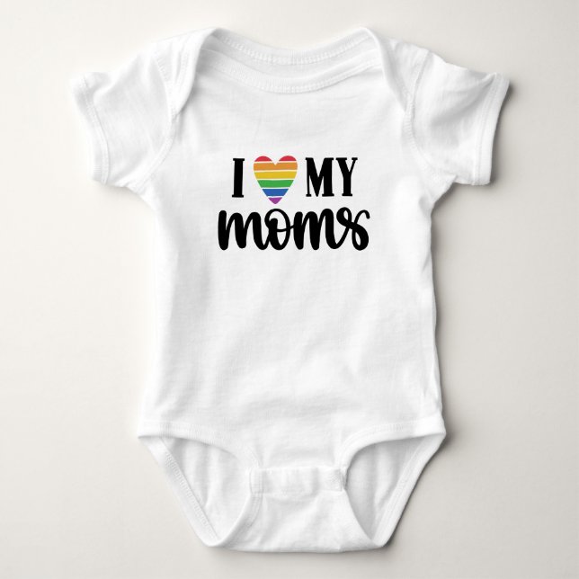 Ich Liebe meine Mamas Regenbogenherz Baby Strampler (Vorderseite)