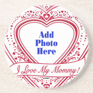 Ich Liebe meine Mami! Foto Red Hearts Sandstein Untersetzer