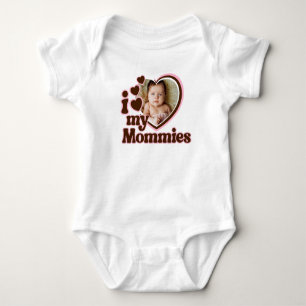 Ich Liebe meine Mommies rosa braunes Foto Baby Strampler