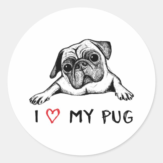Ich Liebe meine Mops-Aufkleber Runder Aufkleber (Vorderseite)