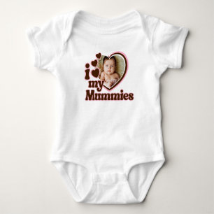 Ich Liebe meine Mummies rosa braunes Foto Baby Strampler