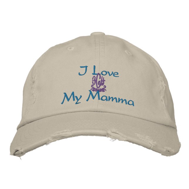 Ich Liebe meine Mutter mit italienischem Stein Bestickte Baseballkappe (Vorderseite)