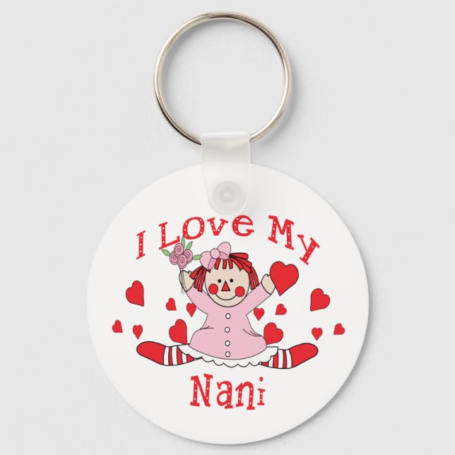 Ich Liebe meine Nani Rag Puppen & Herzen Schlüsselanhänger (Vorderseite)