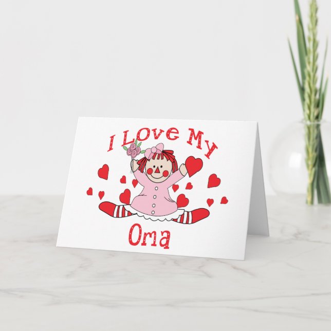 Ich Liebe meine Oma Rag Puppen & Herzen Karte (Vorderseite)