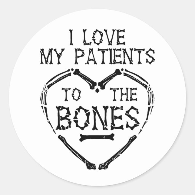 Ich Liebe meine Patienten mit dem Knochen-Chiropra Runder Aufkleber (Vorderseite)