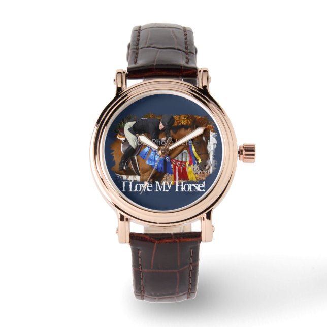 Ich Liebe meine Pferdefoto-Vorlage Armbanduhr (Vorderseite)