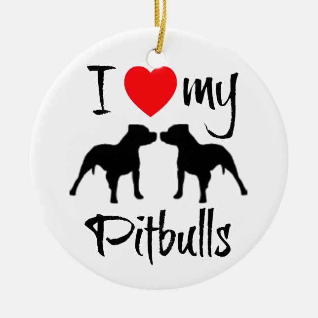 Ich Liebe meine Pitbullen Keramik Ornament (Vorne)