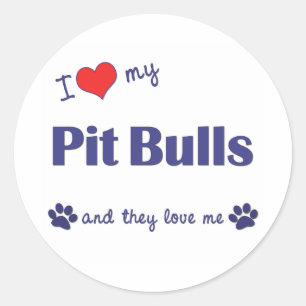 Ich Liebe meine Pitbullen (mehrere Hunde) Runder Aufkleber