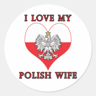 Ich Liebe meine polnische Ehefrau Runder Aufkleber
