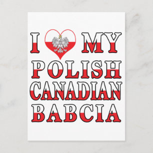 Ich Liebe meine polnische kanadische Flagge Babcia Postkarte