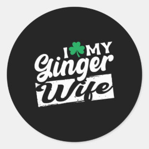 Ich liebe meine rothaarige Frau Redhead Shamrock S Runder Aufkleber