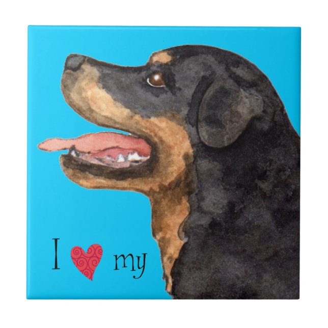 Ich Liebe meine Rottweiler Fliese (Vorderseite)