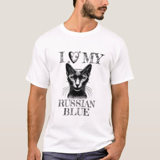 Ich liebe meine Russische Blaue, Katzenpfotenabdrü T-Shirt