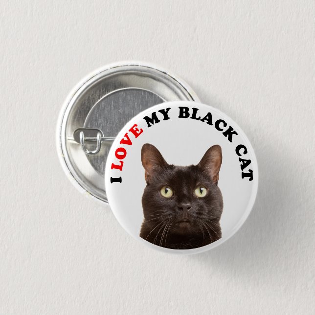 Ich Liebe meine schwarze Katze Button (Vorne & Hinten)