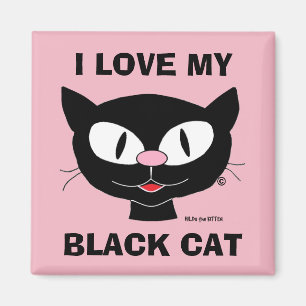 Ich liebe meine schwarze Katze süße Cartoon-Katze Magnet