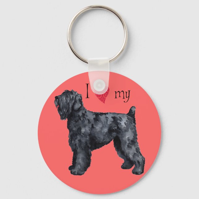 Ich Liebe meine schwarzen russischen Terrier Schlüsselanhänger (Vorderseite)