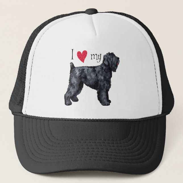 Ich Liebe meine schwarzen russischen Terrier Truckerkappe (Vorderseite)