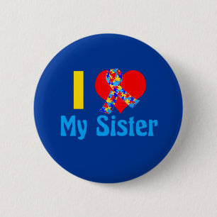 Ich Liebe meine Schwester Autismus Awareness Blue Button