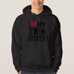 Ich Liebe meine Schwester Red Heart Funny Distress Hoodie