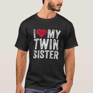 Ich Liebe meine Schwester Red Heart Funny Distress T-Shirt
