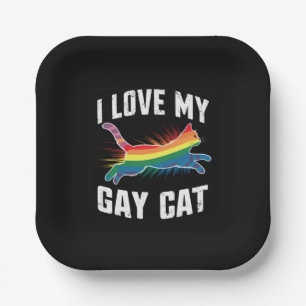 Ich liebe meine schwule Katze lustiger Regenbogen Pappteller