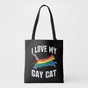 Ich liebe meine schwule Katze lustiger Regenbogen  Tasche