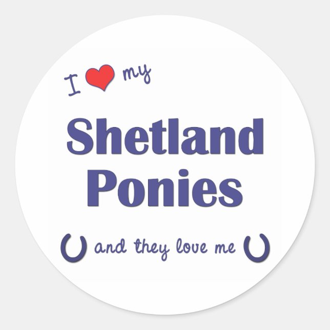 Ich Liebe meine Shetland Ponies (Multiple Ponies) Runder Aufkleber (Vorderseite)