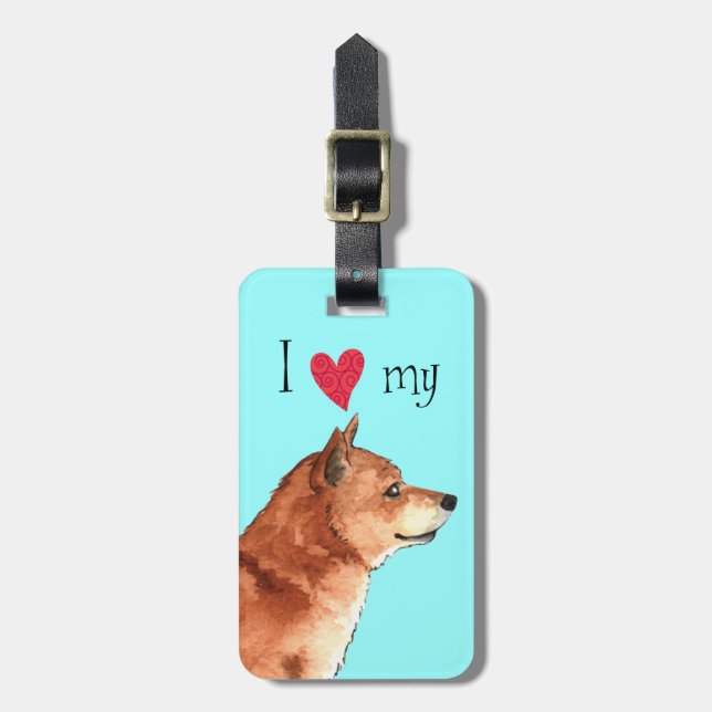 Ich Liebe meine Shiba Inu Gepäckanhänger (Vorderseite vertikal)
