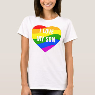 Ich Liebe meine Sohn-Regenbogenfarben Herz T-Shirt