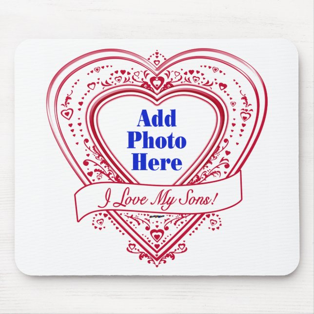 Ich Liebe meine Söhne! Foto Red Hearts Mousepad (Vorne)