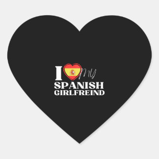 Ich Liebe meine spanische Freundin Multi Nationali Herz-Aufkleber
