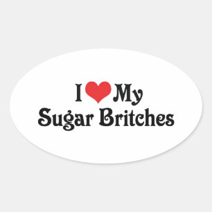 Ich Liebe meine Sugar Britches Ovaler Aufkleber