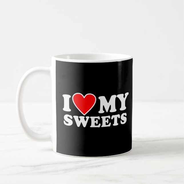 Ich Liebe meine Süßigkeiten mit dem Herzen Kaffeetasse (Links)
